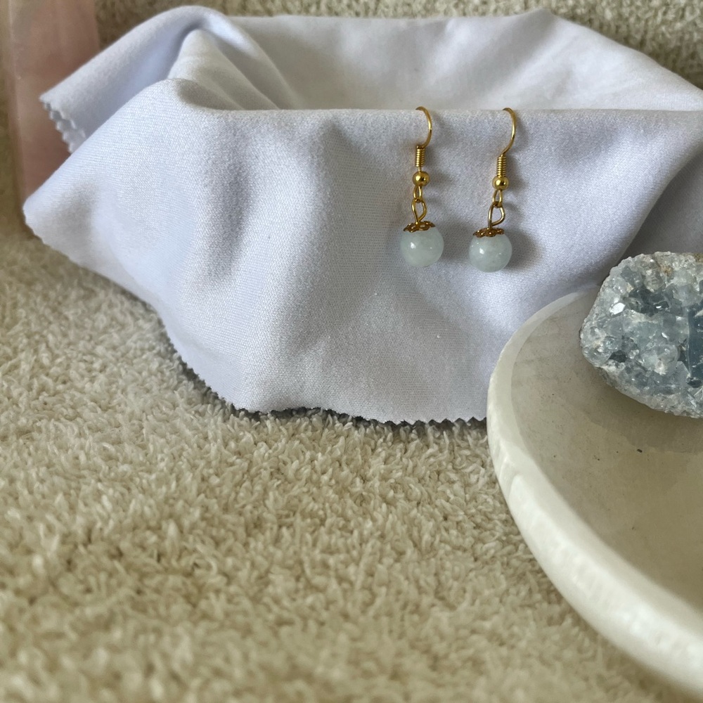Light blue dainty bead earrings